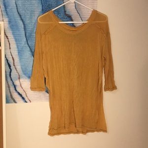 Free people mustard colored flowy tee